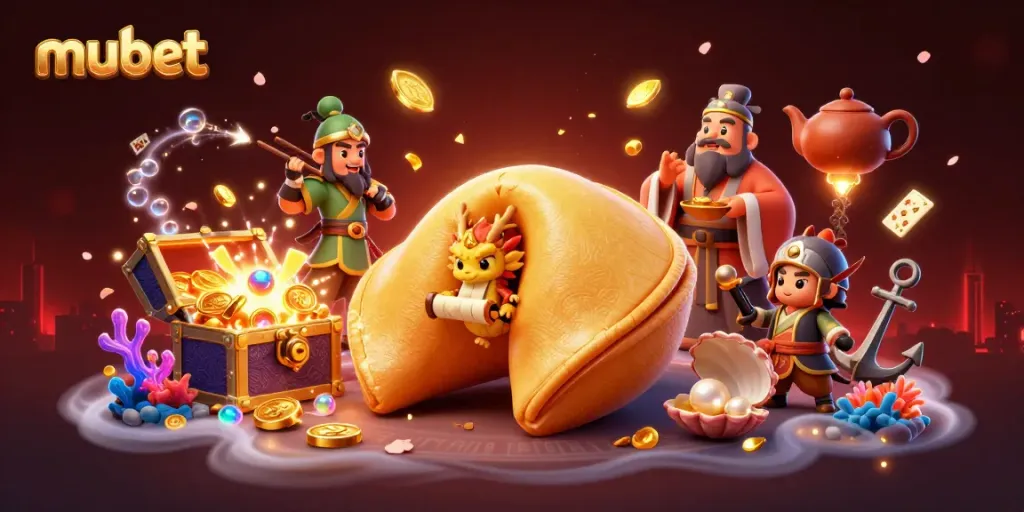 Experience winning fortunes in Mubet with a magical casino scene featuring a dragon and fortune elements.