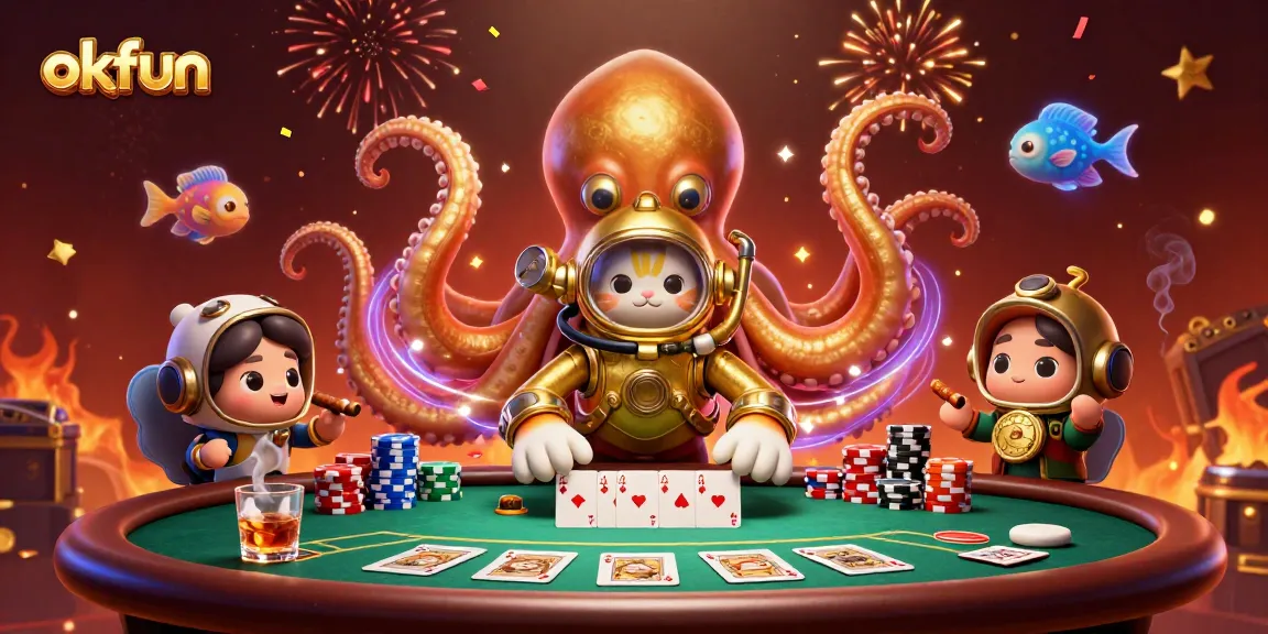 Experience thrilling gameplay at okfun with a dramatic poker showdown under the kraken's watchful eye.