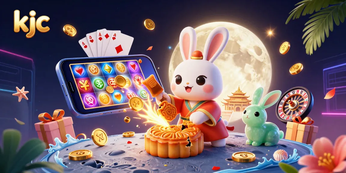 Engage with KJC's extraordinary online gaming experience in a vibrant lunar casino scene.