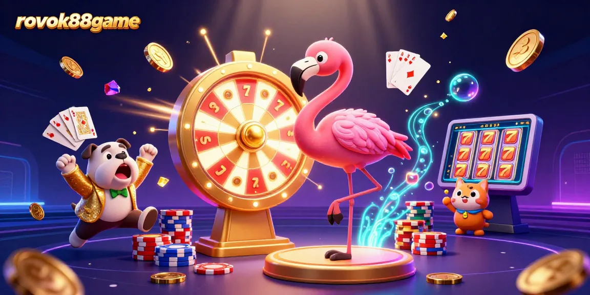 Spin the giant prize wheel and claim your fortune with rokok88game in this vibrant casino scene!