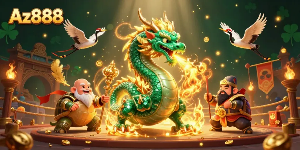 Experience dynamic gameplay with Az888 featuring a jade dragon, wise turtle sage, and lucky cranes.