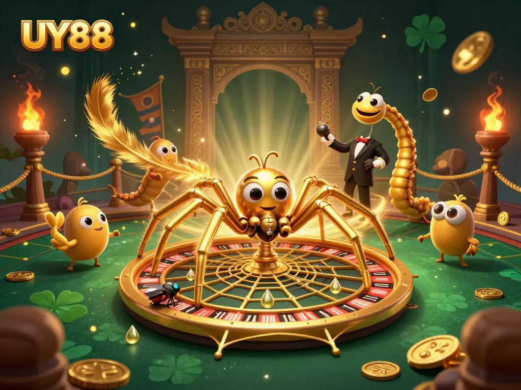 Experience thrilling bets at UY88 with a captivating casino scene featuring dynamic characters and rich visuals.
