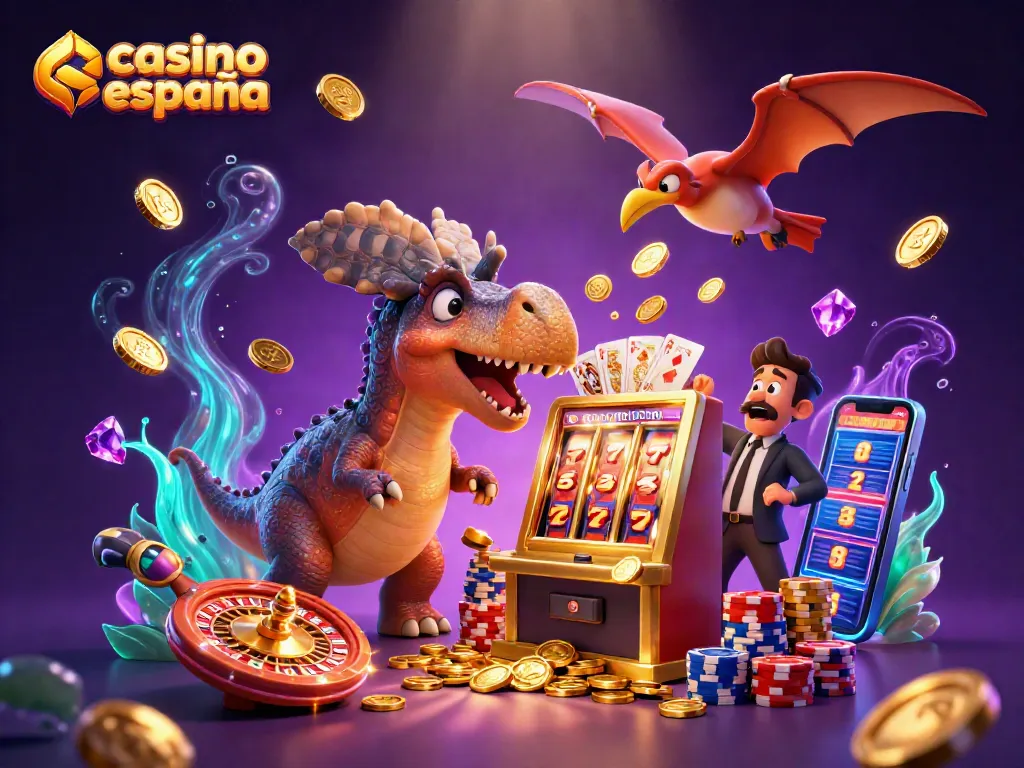 Juega en el casino España online mientras la acción se desata con un dinosaurio y un gerente asustado.