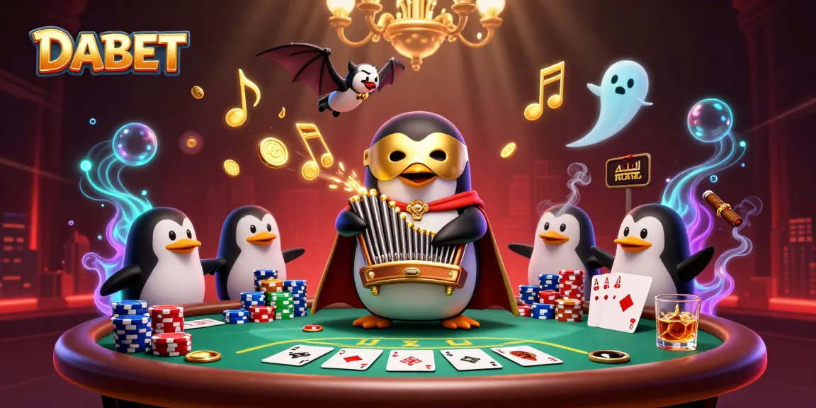 DABET players enjoy an exciting casino experience with a magical penguin playing winning tunes