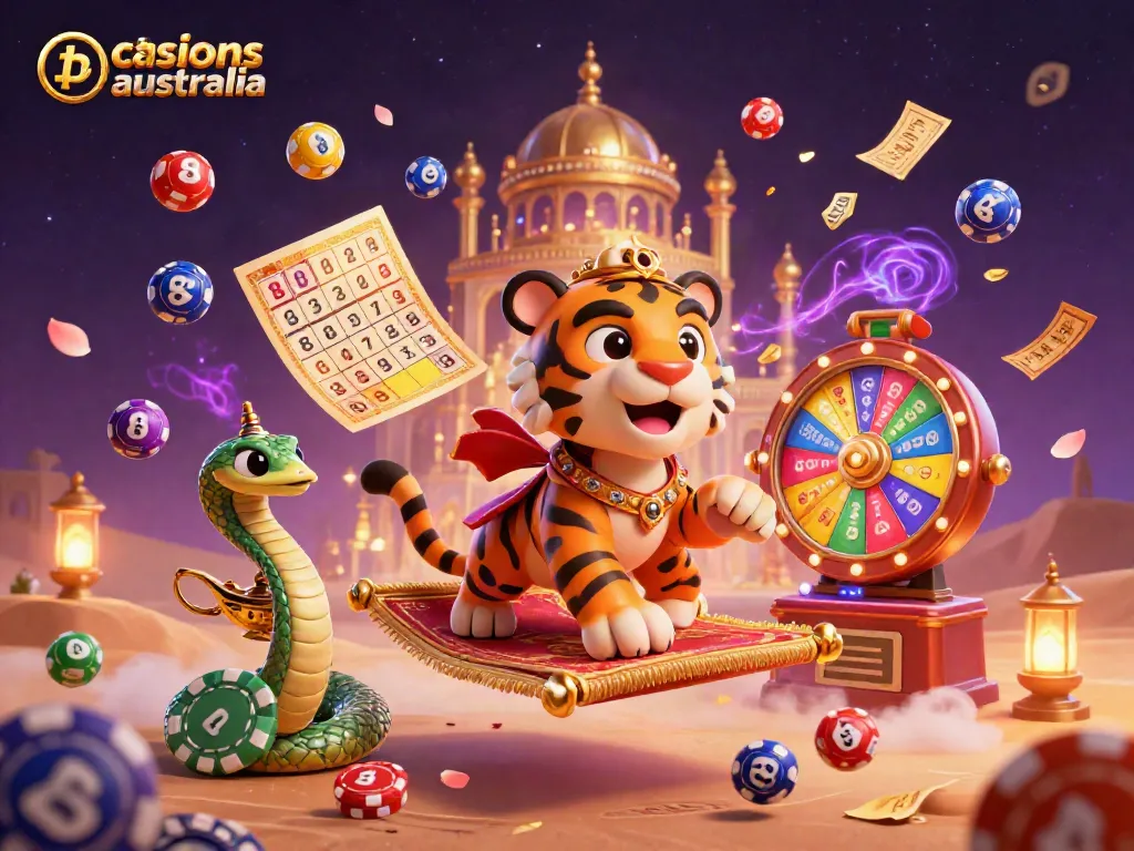 Experience excitement at bitcoin casinos Australia with a tiger sultan on a carpet of poker chips.