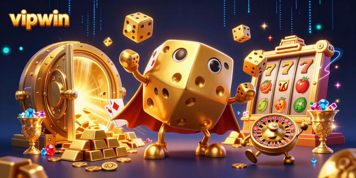 Engage with vipwin's thrilling world of online gaming, showcasing dynamic characters and sparkling casino treasures.
