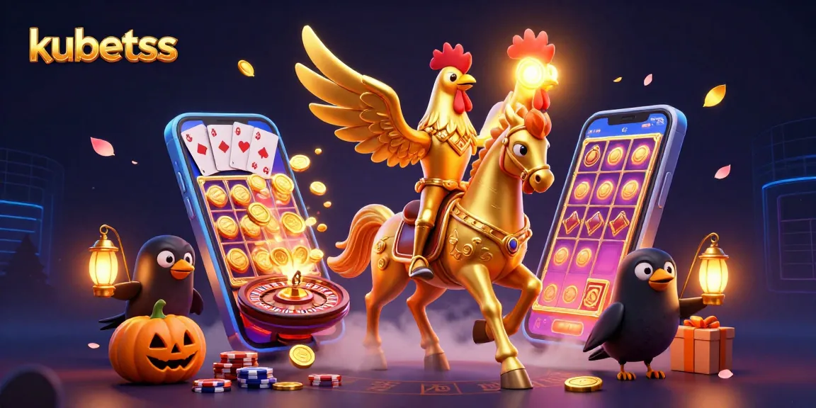 Experience kubetss excitement with a vibrant casino scene featuring a golden rooster and dynamic gaming elements.