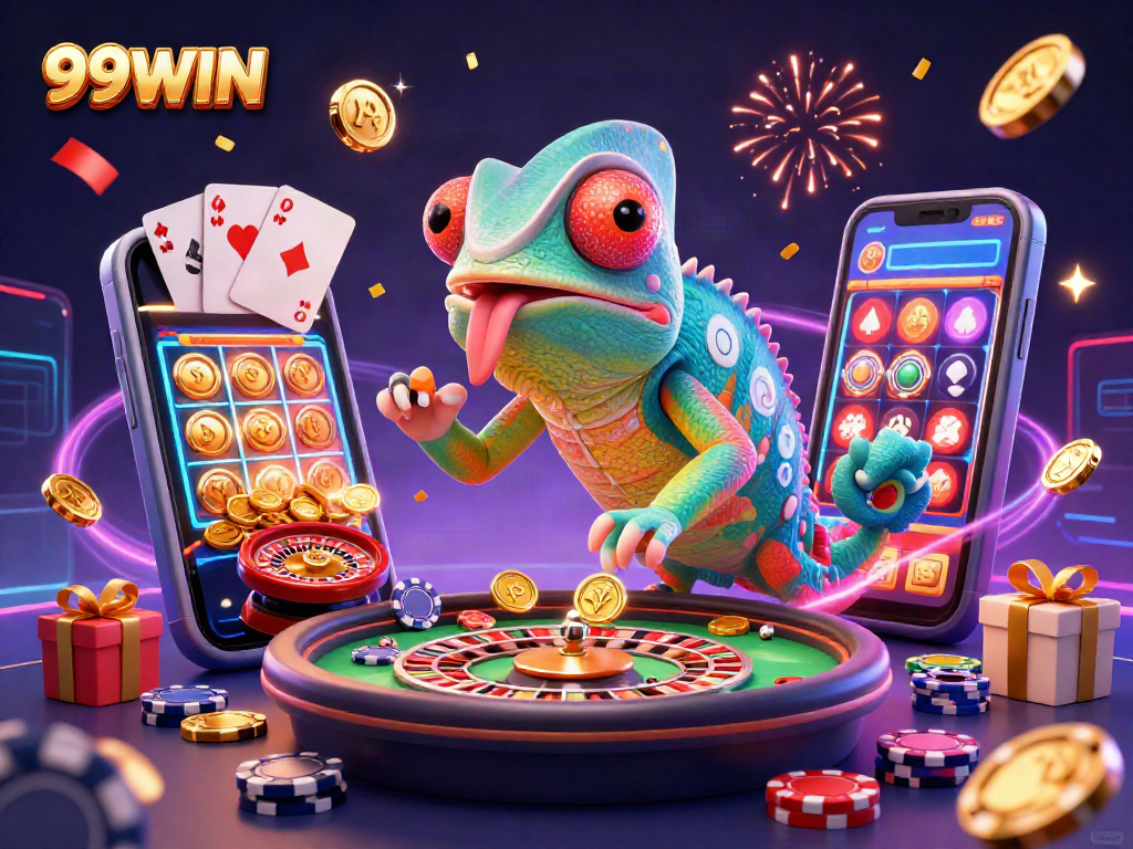 Experience the vibrant gaming world with 99WIN's exciting animation showcasing thrilling casino elements.