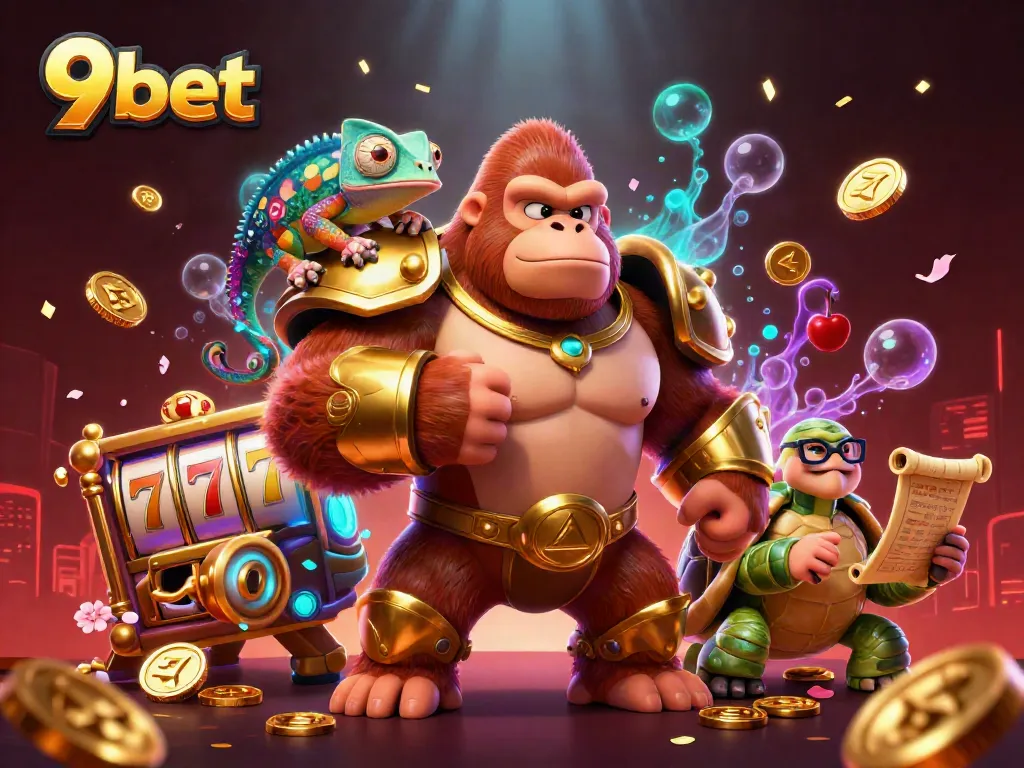 Join the action at 9bet with a thrilling 3D scene of gaming excitement and vibrant visuals.