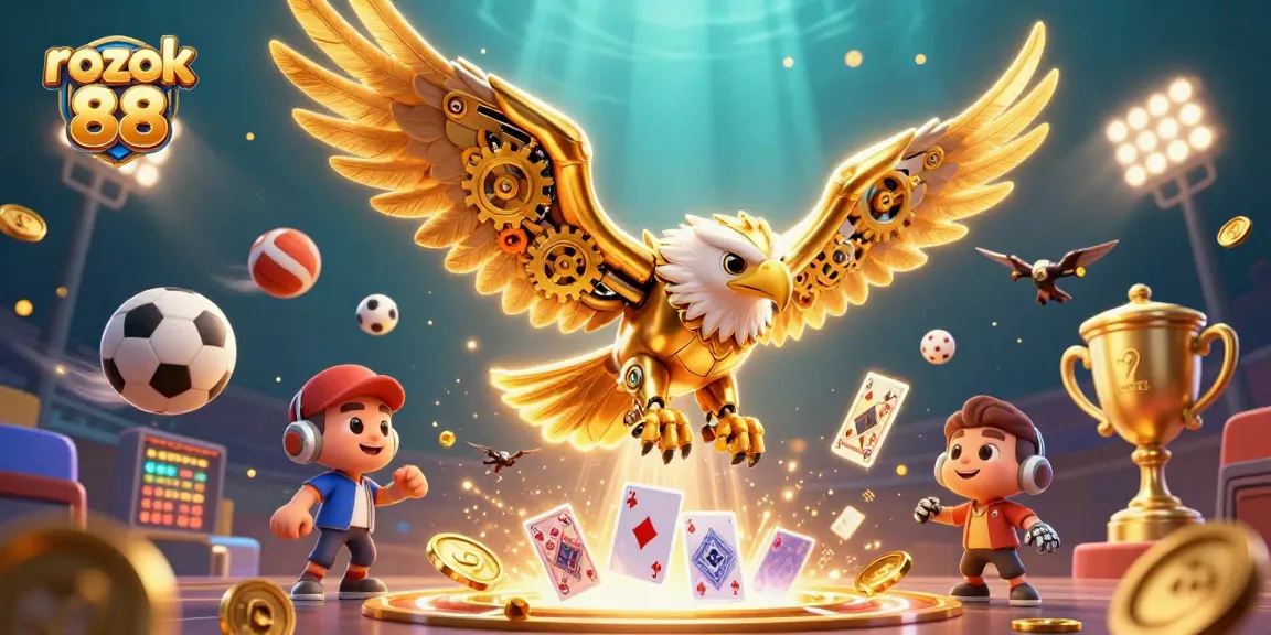 Engage with rokok 88 as the cybernetic golden eagle explores thrilling gaming adventures.