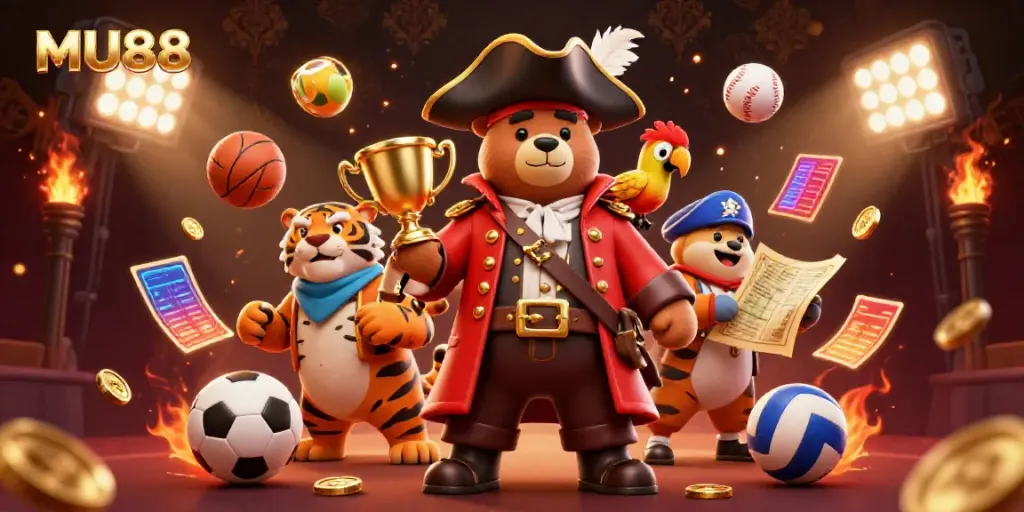 Join the excitement at MU88 with a thrilling 3D depiction of gaming dynamics and rewards.