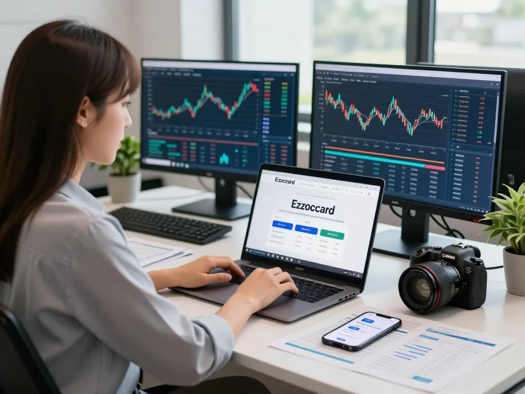 Ezzocard virtual prepaid card solutions in a modern workspace setting.