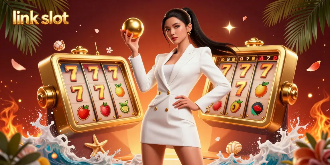 Rasakan kegembiraan dengan permainan link slot yang menampilkan karakter yang cerah dan elemen slot dalam suasana kasino yang mewah.