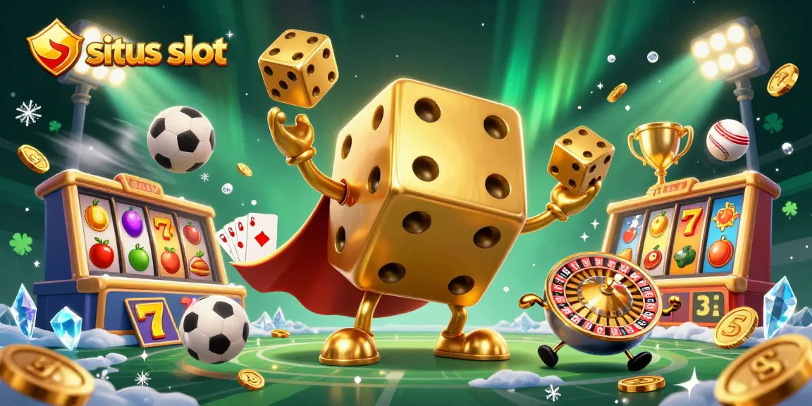 Engage with situs slot featuring a dynamic golden dice character and stimulating slot elements.