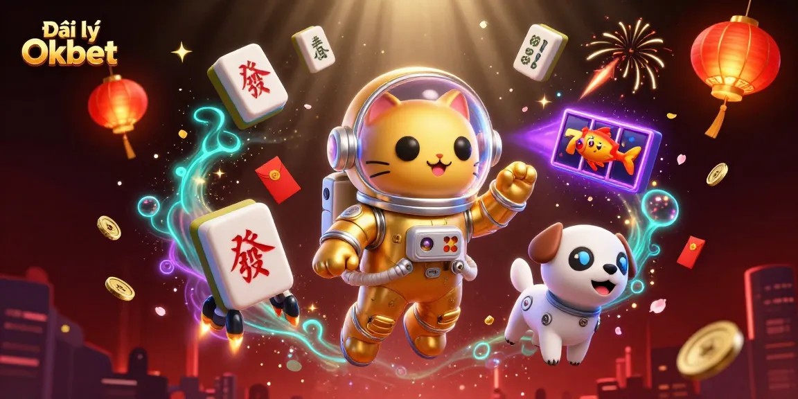 Engage with Đại lý Oxbet's dynamic casino promotion featuring 3D characters and vibrant gambling elements.