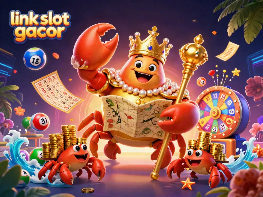 Experience the thrill of winning with link slot gacor, featuring a vibrant 3D casino illustration.