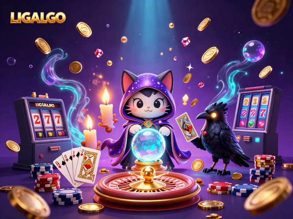 LIGALGO captivates players with 3D animated characters, vibrant casino elements showcasing excitement and mystery.