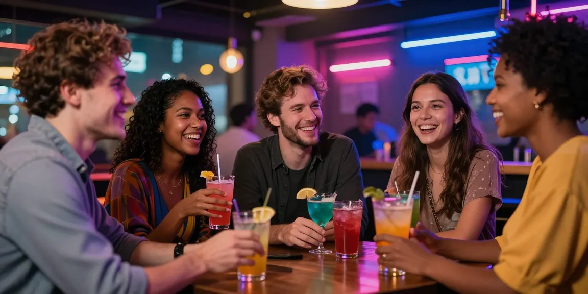 Enjoying nightlife with Club21id's premium IDs at a trendy bar.