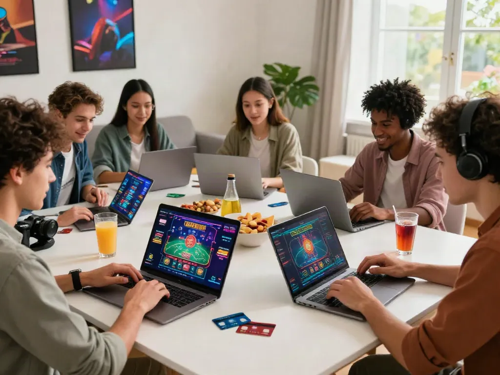 Players enjoying thrilling games at casinos that accept credit cards in a stylish home setting.