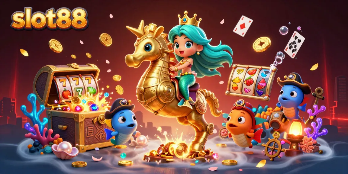 Play exciting slot games at slot88 with colorful characters and vibrant underwater casino action.