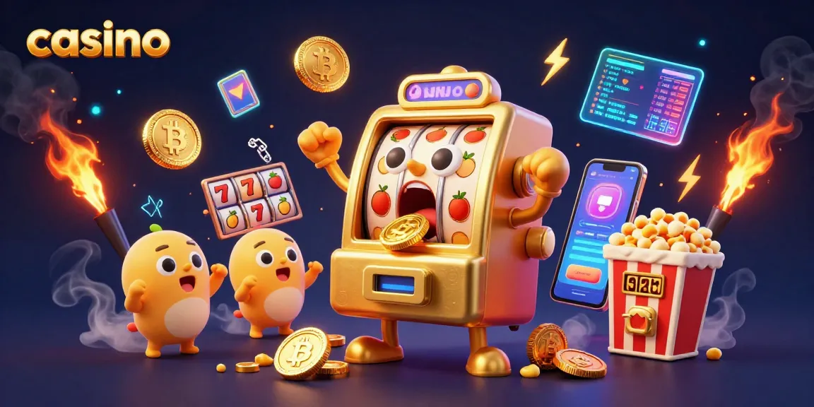 Engaging casino scene of a joyful slot machine hitting a jackpot amidst vibrant gaming elements.