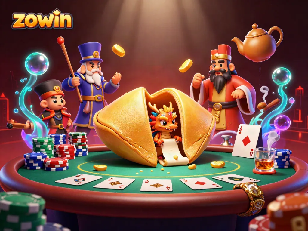 Zowin enhances the gambling experience with thrilling poker elements and dynamic characters in a vibrant scene.