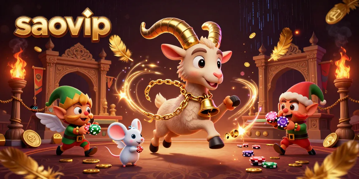 Engage with the festive chaos at Saovip's holiday casino, featuring playful characters and dynamic gaming elements.