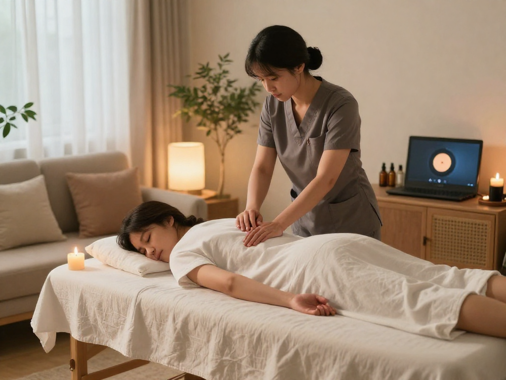 오산출장마사지 therapist providing relaxation in a comfortable home setting.