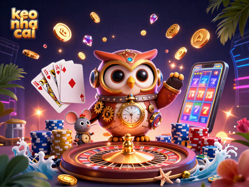Spin the wheel with keo nha cai in this dynamic 3D casino fantasy scene filled with riches.