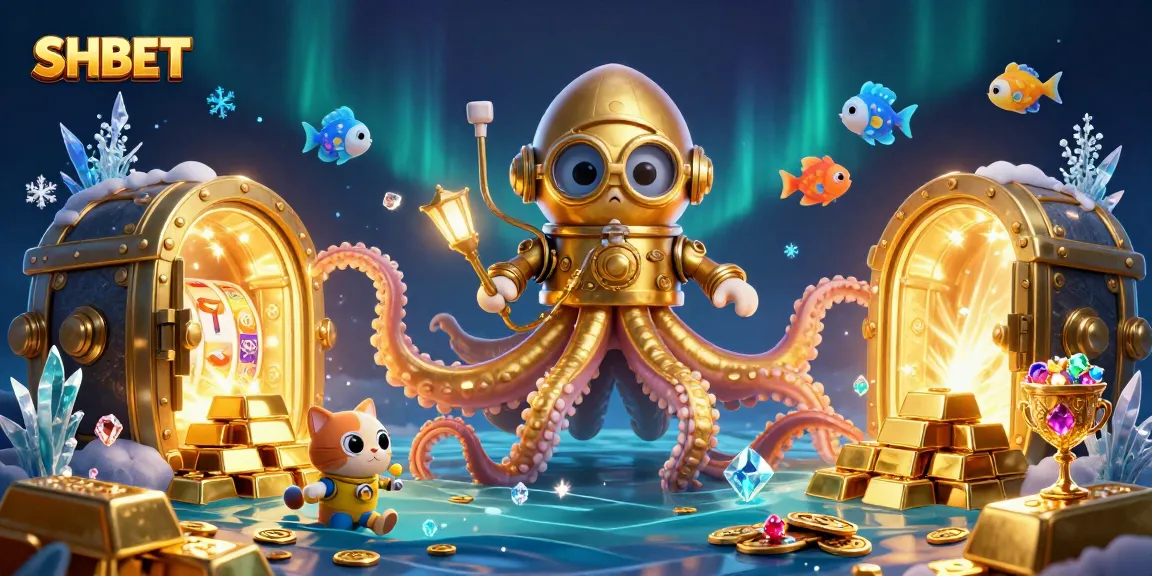 Win big at SHBET with this vibrant 3D casino scene featuring a kraken and diving cat.