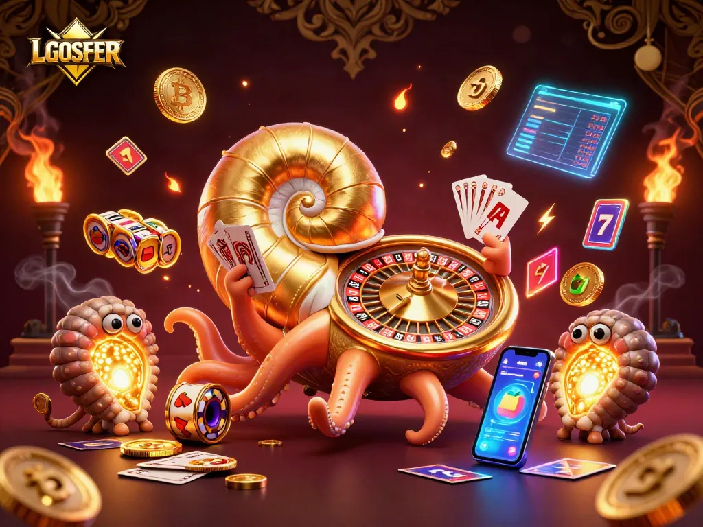 Spin and win at LGOSUPER with a vibrant 3D casino illustration showcasing vibrant game elements.