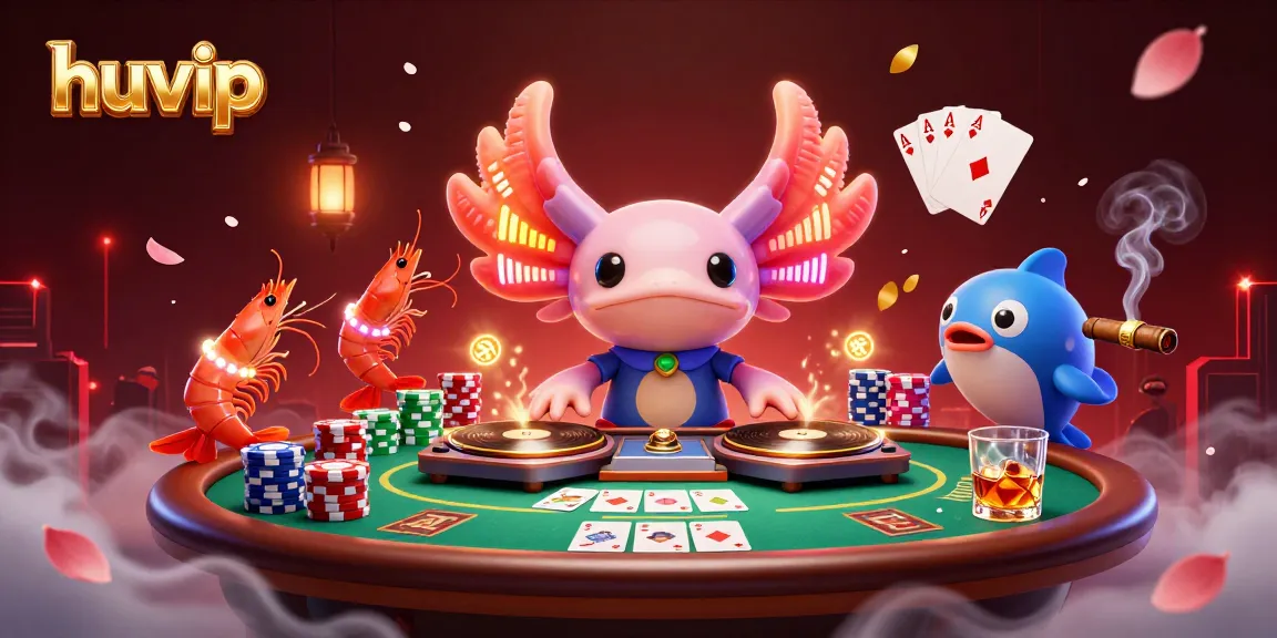Play winning poker at huvip with vibrant characters and dynamic casino atmosphere.