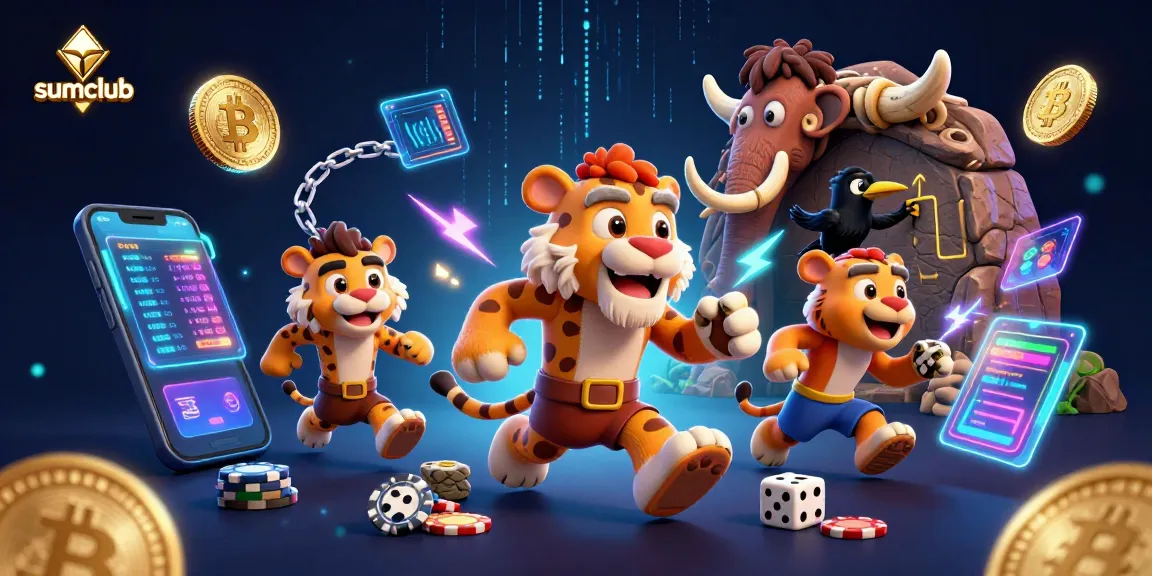 Join the fun at sumclub's dynamic casino scene, featuring exciting games and colorful characters.