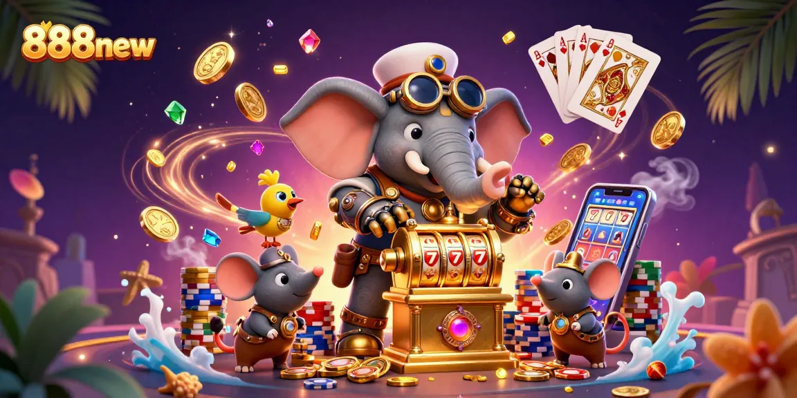 Experience thrilling gameplay at 888new with a steampunk elephant and casino magic.