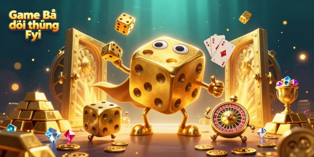 Experience exciting gameplay in Game Bài Đổi Thưởng Fyi with a vibrant casino scene bursting with treasures.