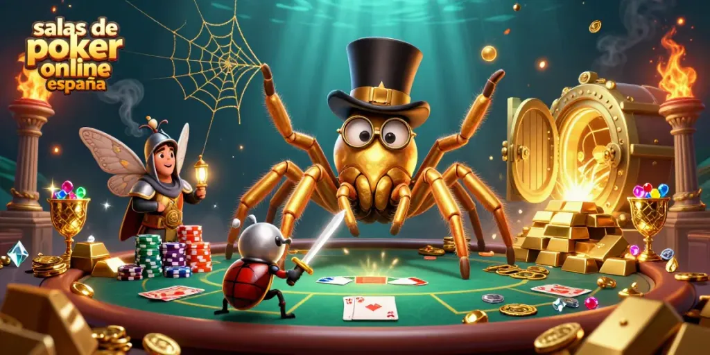Juega en las mejores salas de poker online España con la araña dorada y el caballero.