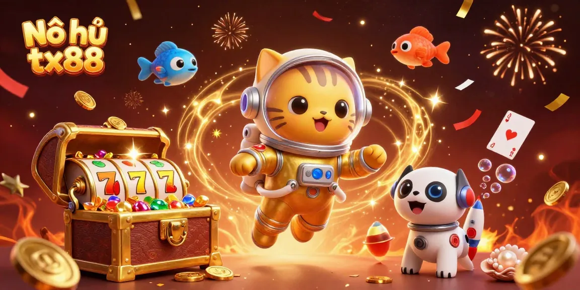 Experience explosive wins with Nổ hũ tx88, featuring vibrant 3D illustrations of exciting gambling action.