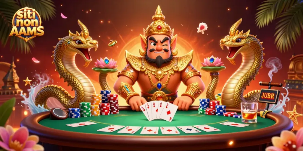 Gioca nei siti non AAMS con casinò straordinari e guardiani mitologici in un'illustrazione vivida.