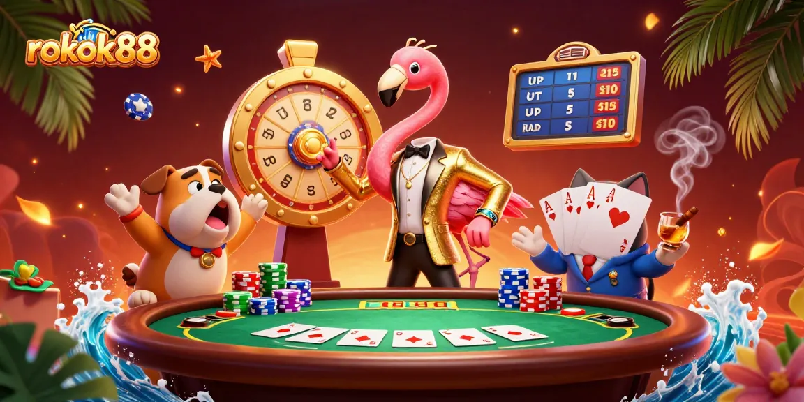 Spin to win with rokok88 at this vibrant casino game scene featuring prizes and excitement!