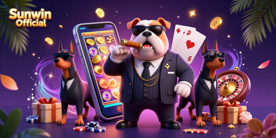 Engage with Sunwin Official's vibrant gaming world, featuring an exciting 3D illustration of casino action.