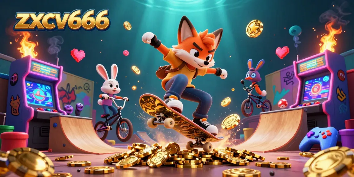 Experience big wins and vibrant gaming with zxcv666 in this 3D casino-inspired artwork.