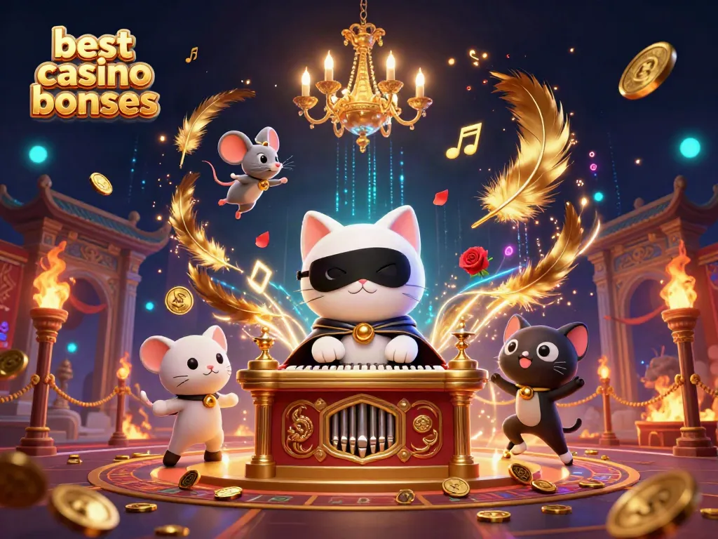 Experience the best casino bonuses with this vibrant 3D illustration featuring whimsical casino characters.