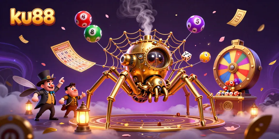 Engage with ku88's dynamic casino adventure featuring a golden spider and lottery elements.