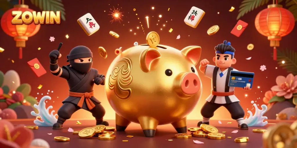 Experience ZOWIN’s thrilling gaming atmosphere with dynamic 3D characters and vibrant casino elements.