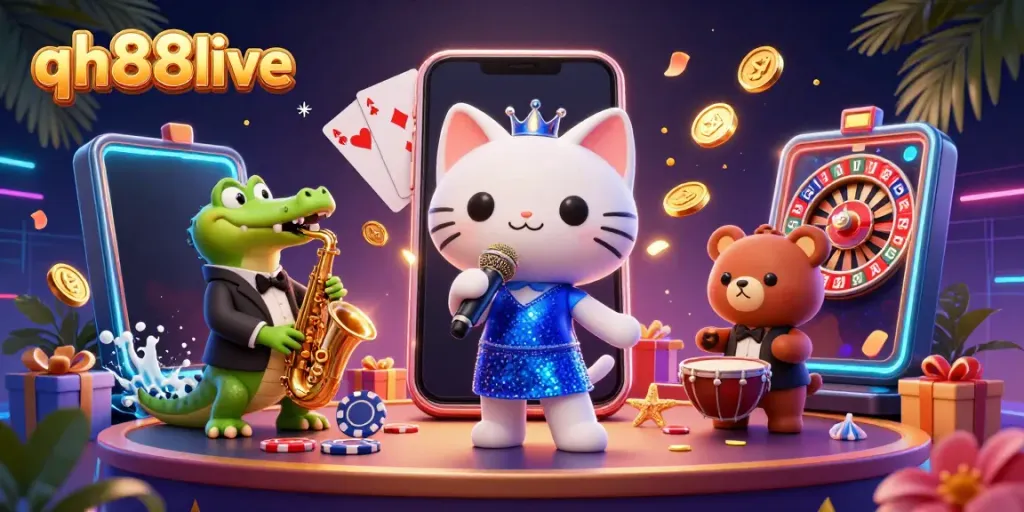 Engage with thrilling qh88live casino action featuring vibrant characters and an exhilarating scene.