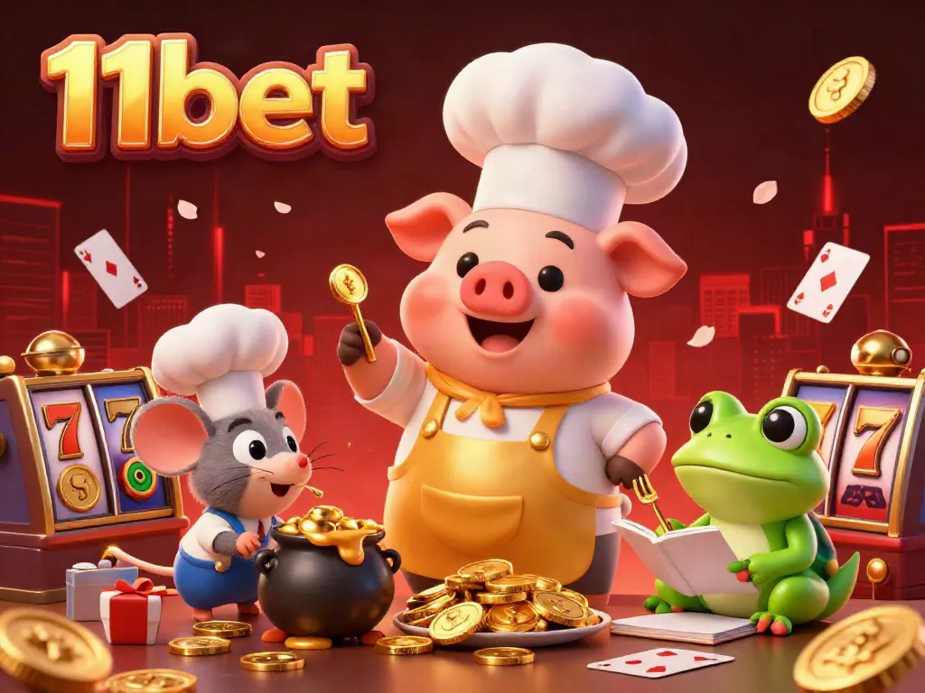 Experience the thrilling 11bet world with vibrant characters exchanging gold coins, showcasing gambling excitement.