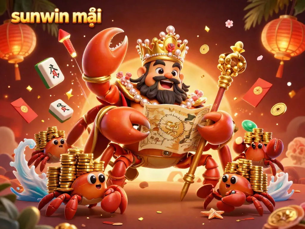 Experience big wins with Sunwin mới as the majestic golden crab emperor and his treasure-filled scene come alive.