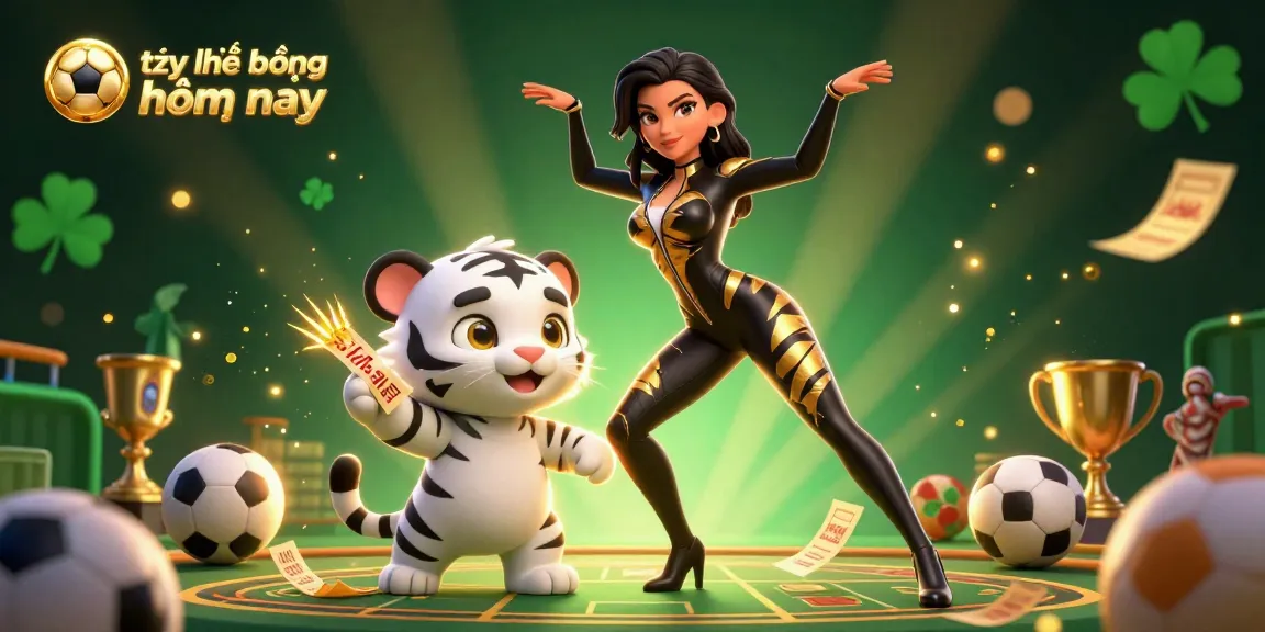 Engage with tỷ lệ kèo bóng đá hôm nay through an exciting scene of a skilled bettor and playful tiger.