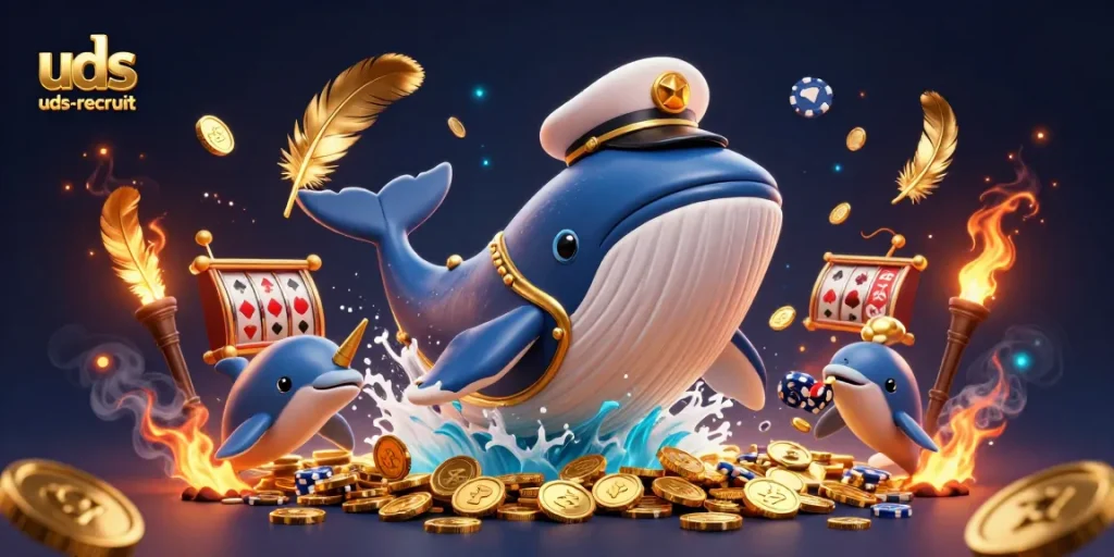 Engage with the lively uds-recruit casino scene featuring a whale, narwhal, and playful dolphins amid rich visuals.