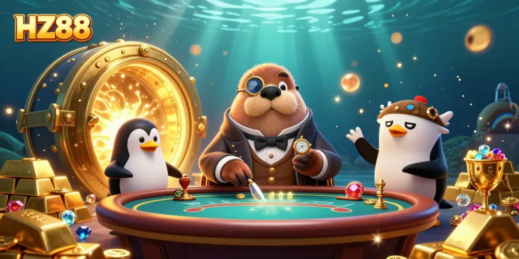 Play poker underwater with HZ88's vibrant casino elements showcasing a sophisticated gaming atmosphere.